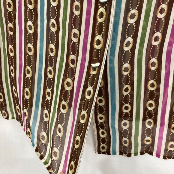 Silk Assets Diane Von Furstenberg 1X Artsy Colorful Retro Pure Silk Button Down - Picture 6 of 12